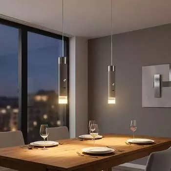 Globo LED-Pendelleuchte 2er-Set Metall/Acryl sandfarben Touchschalter H 120cm