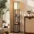 HomCom Stehlampe mit Regalen, E27, dimmbar, schwarz (800001860800)
