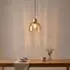 Globo Pendelleuchte Metall/Glas/Holz, schwarz, amber, Ø20cm