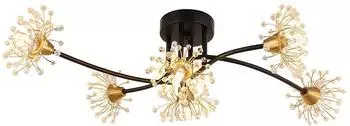 Globo LED-Deckenleuchte mit Kristallen, 6-flammig, schwarz matt, 74cm