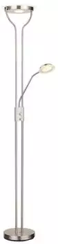 Globo LED-Deckenfluter Metall/Glas, nickel, dimmbar, Lesearm, H 180cm (59018N)