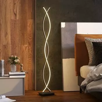HomCom Stehlampe Doppelspiral-Design dimmbar, LED, 144cm, schwarz