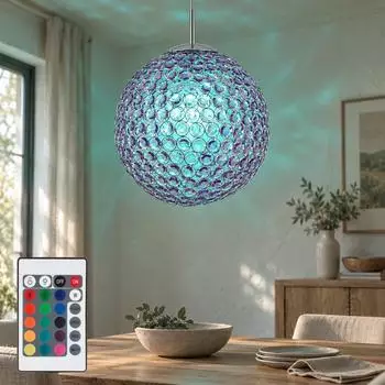 Globo LED-Pendelleuchte RGB-Farbwechsel dimmbar, chrom/lila