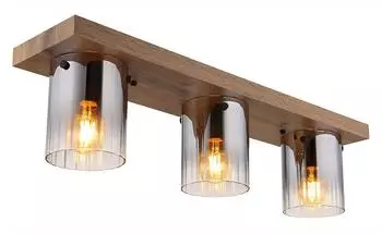 Globo LED-Deckenleuchte 3-flammig, Glas rauchfarben, 71cm