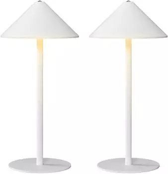 HomCom Tischlampe 2er Set, LED, 3 Lichtfarben, dimmbar, USB-C, wei&szlig;