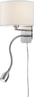 Trio - Wandleuchte Hotel Mit Led Leselampe & Stecker, Stoffschirm Wei&szlig;, H&ouml;he 23,5cm