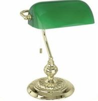 EGLO Tischleuchte "BANKER" E27 1 Stk. Lampe f&uuml;r Schreibtisch, in messing und gr&uuml;n,