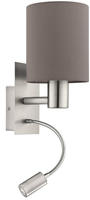 EGLO Wandleuchte "PASTERI Wandlampe - Stahl - E27;LED - 1X40W;1X3,8W - IP20" E27 1