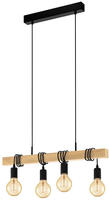 EGLO Pendelleuchte "TOWNSHEND" E27 schwarz, braun / L70 x H110 x B10,5 cm / Vintage /
