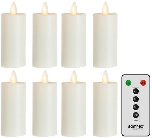 Sompex LED Flame 8cm elfenbein (8er-Set)