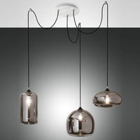 Fiona Spinnen Pendelleuchte E&szlig;tischlampe Geblasenes Glas Grau transparent dimmbar