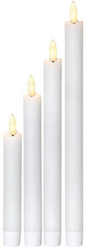 Star Trading LED Stabkerzen Flamme Echtwachs LED 4 Größen weiß 4er Set (063-31 )
