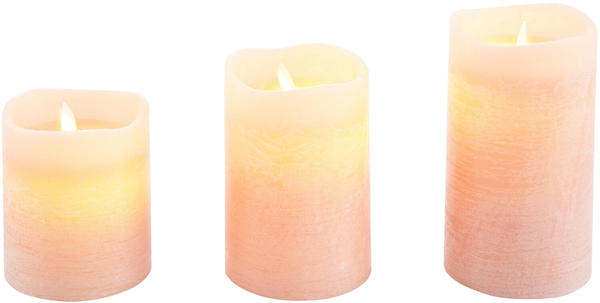 FHS LED-Kerzen mit Flackermodus 3er-Set rosé (27056)