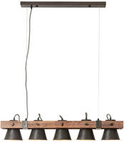 Brilliant Pendelleuchte "Plow" E27 1 Stk. H&auml;ngelampe 5flg, schwenkbar, stahl/holz
