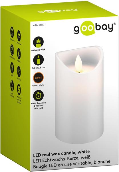 Goobay LED-Echtwachskerze 7,5x12,5cm weiß (66520)