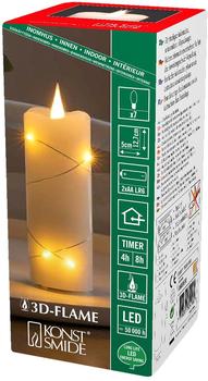 Konstsmide LED Echtwachskerze mit 3D Flamme &Oslash; 7,8 x 17 cm cremewei&szlig;