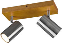 Deckenstrahler Marley Silber Mit Holz 2-flammig, Breite 25cm