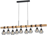 EGLO Pendelleuchte "TOWNSHEND 5" E27 schwarz / L150 x H110 x B20 cm / aus Holz und