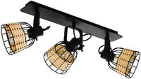 EGLO Deckenspot "ANWICK 1 Deckenstrahler, E27, Stahl und Rattan, Wohnzimmerlampe,