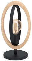 EGLO Tischleuchte "BASILDON Tischlampe, Stahl und Holz, E27, IP20, Nachttischlampe,