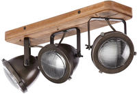 Brilliant Deckenstrahler "Carmen Wood" GU10 1 Stk. Spotbalken 3flg burned steel/holz
