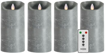 Sompex LED-Kerze grau 18cm (Set, 5-tlg., 4 Kerzen, Höhe 18cm, Ø 8cm)