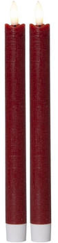 Star Trading LED Stabkerzen Echtwachs flackernd H:24,5cm rot 2er Set (2-tlg)