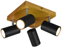 TRIO Leuchten Deckenstrahler "Marley" GU10 1 Stk. mit Holz Baldachin, Strahler dreh-
