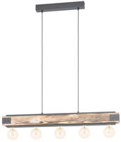 EGLO H&auml;ngeleuchte "LAYHAM Pendellampe, Holz und Stahl, E27, Vintage,