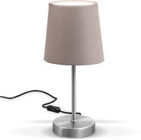 B.K.Licht Tischleuchte E14 LED Nachttischlampe mit Schalter E14 IP20 Stoff taupe