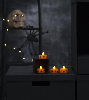 Star Trading LED Teelichter Halloween gelbe Flamme 3cm 4cm orange 4er Set (063-04)