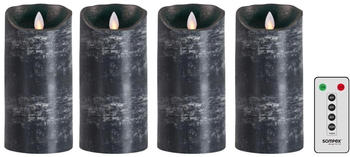 Sompex LED-Kerze anthrazit 18cm (Set, 5-tlg., 4 Kerzen, Höhe 18cm, Ø 8cm)