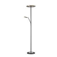 Led Deckenfluter Dent Schwarz Mit Leselampe Dimmbar, H&ouml;he 180cm
