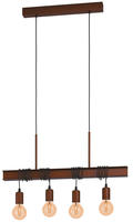 EGLO H&auml;ngeleuchte "TOWNSHEND 4 Deckenlampe, Stahl, Vintage, E27, Esszimmerlampe,