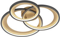 Trio Lighting - Led Deckenleuchte Granada Mit Drei Ringen Schwarz & Gold, Dimmbar,