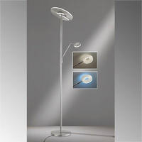 Led Deckenfluter Dent Silber Mit Leselampe Dimmbar, H&ouml;he 180cm