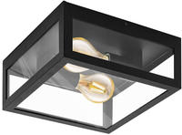 EGLO Deckenleuchte "AMEZOLA Deckenlampe, Stahl und Glas, E27, IP44, Badezimmerlampe,