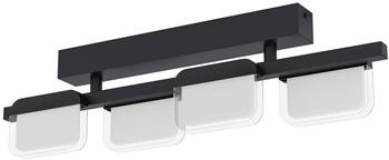 Eglo 98874 Deckenleuchte ERVIDEL schwarz satiniert, klar L:62,5 B:6 H:16cm dimmbar 3000K