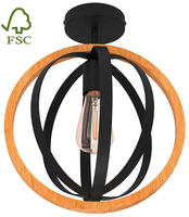 EGLO Deckenleuchte "BASILDON Deckenlampe, Holz, Vintage, Wohnzimmerlampe, Flurlampe,