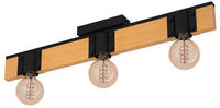 EGLO Deckenleuchte "BAILRIGG Deckenlampe, Stahl und Holz, E27, Flurlampe,