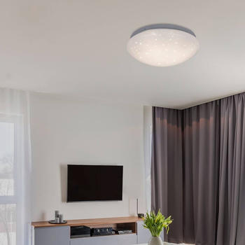 Rabalux 3938 LED Deckenleuchte Lucas Metall weiß Ø38cm H:10,7cm mit Sterneffekt