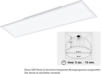 Eglo LED Deckenleuchte SALOBRENA-M weiß L:119,5cm B:29,5cm H:5cm mit Bewegungssensor und Schweberahmen