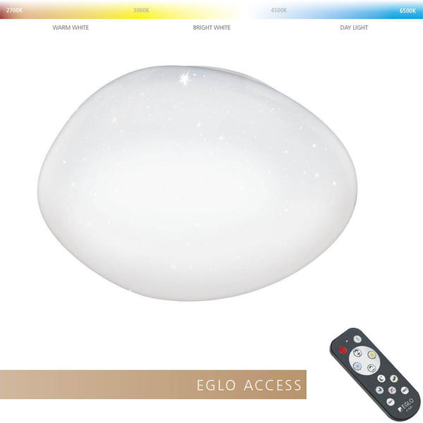 Eglo 98227 Flackerfreie LED Deckenleuchte SILERAS-A mit Kristallen in weiß Ø45cm H:8cm