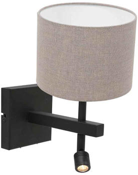 Steinhauer Wandleuchte Stang in Schwarz und Beige E27 mit Lesearm schwarz