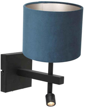 Steinhauer Wandleuchte Stang in Schwarz und Blau E27 mit Lesearm schwarz