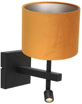 Steinhauer Wandleuchte Stang in Schwarz und Gold E27 mit Lesearm schwarz