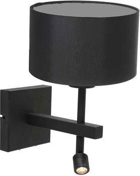 Steinhauer Wandleuchte Stang in Schwarz und Schwarz E27 mit Lesearm schwarz