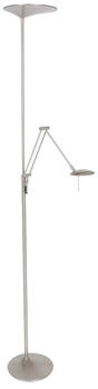 Steinhauer LED Stehleuchte Zodiac in Silber und Weiß 25W 2200lm mit Lesearm silber