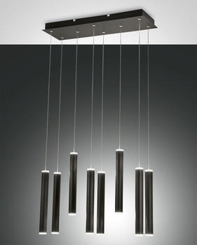 Fabas Luce LED Pendelleuchte Prado in Schwarz 8x 6,5W 5760lm 8-flammig eckig schwarz