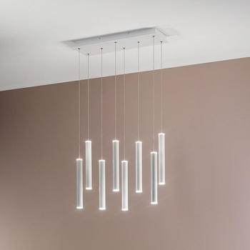 Fabas Luce LED Pendelleuchte Prado in Weiß 8x 6,5W 5760lm 8-flammig eckig weiß